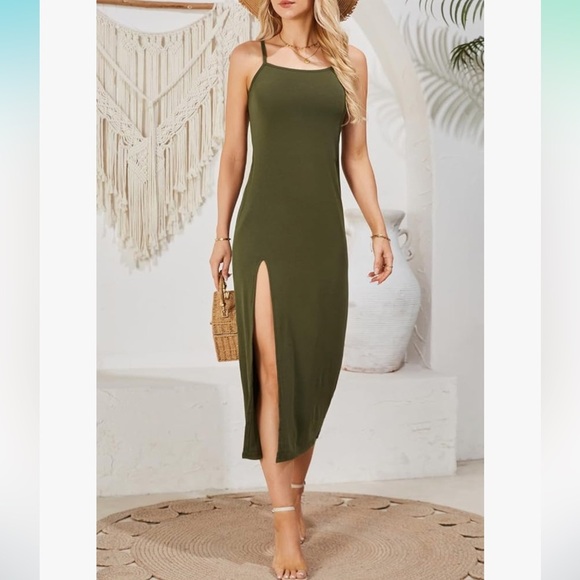 NWT Naggoo Women's High Slit Spaghetti Straps Maxi Dress Large - Picture 1 of 13